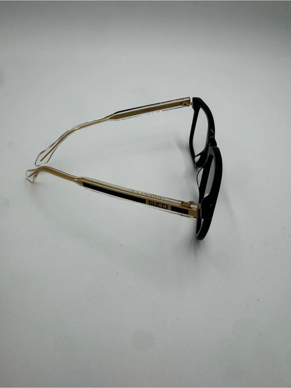 Gucci Black and Gold Rectangular Glasses